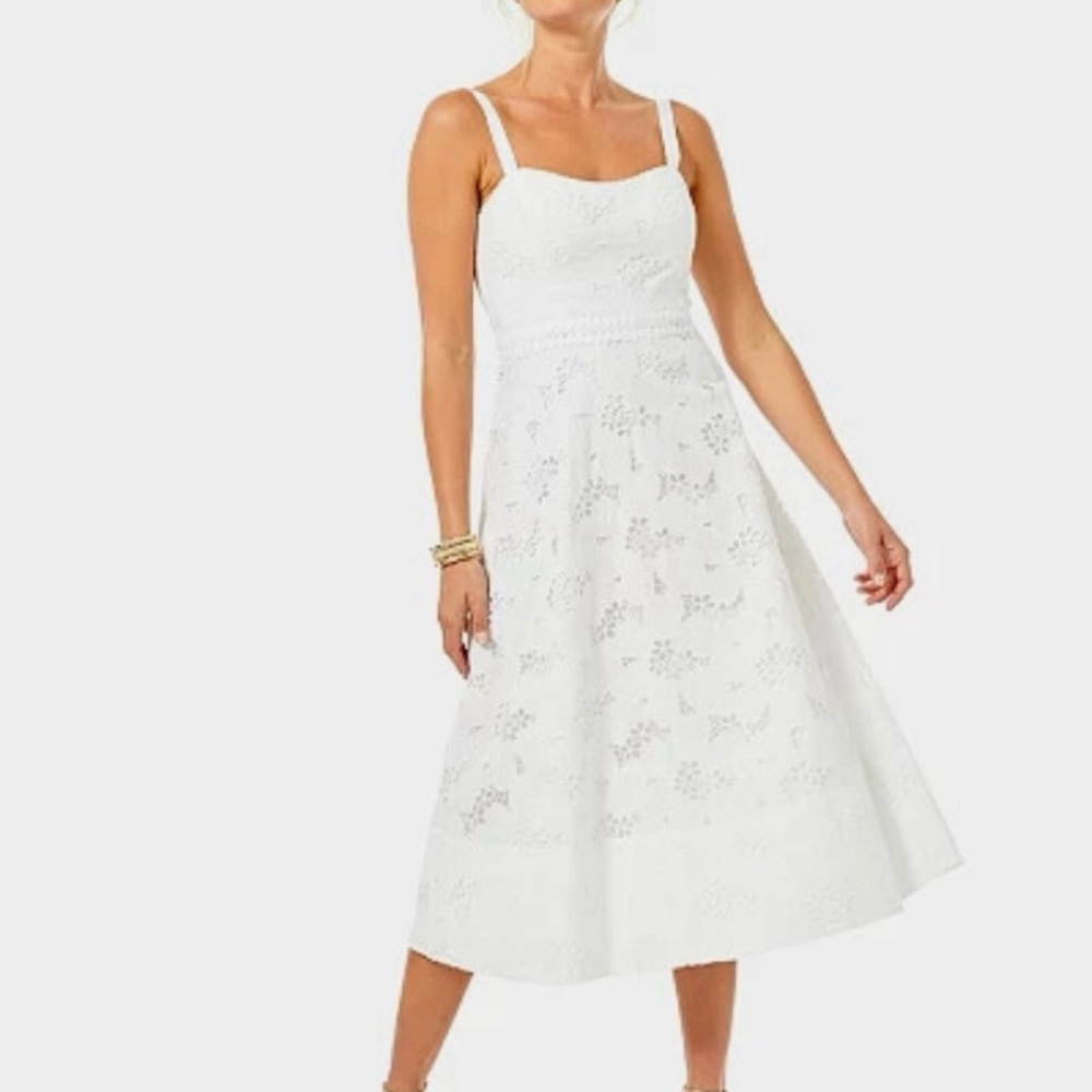 Lilly Pulitzer White Sleeveless A-Line Midi Dress